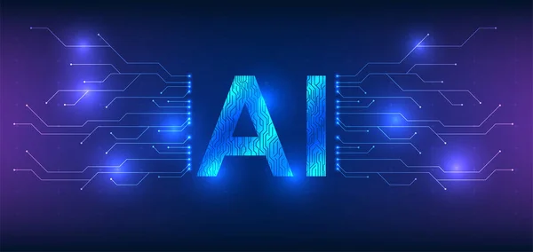 世界的な技術ネットワーク内の人工知能技術 回路基板を介してAi文字を形成する回路ラインでは シームレスな接続を表します — ストックベクタ