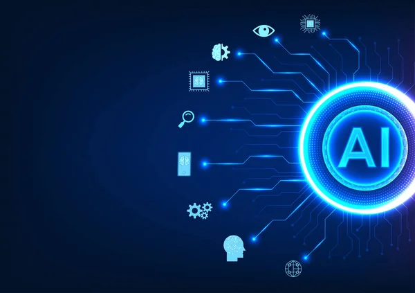 Artificial Intelligence Technology Circle Has Chip Circle Connected Technology Icon — Stockvector