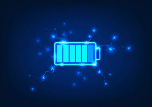 带电流在身体周围流动的电池技术 这是一个矢量图解 关注蓝调电池是为电气设备提供持续电力的创新 — 图库矢量图片