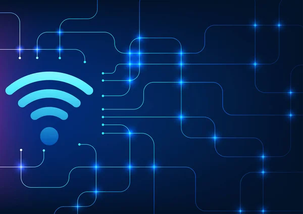 Wifi Teknik Det Teknik Som Skickar Internetsignaler Till Elektroniska Enheter — Stock vektor