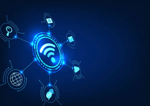 Technologie Wifi Symbol Befindet Sich Innerhalb Des Technologiekreises Und Das — Stockvektor