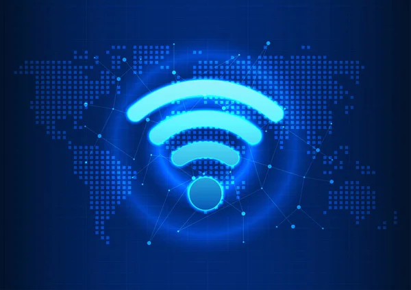 Teknolojisi Kablosuz Internet Sinyallerini Internete Erişmek Için Elektronik Cihazlara Ileten — Stok Vektör