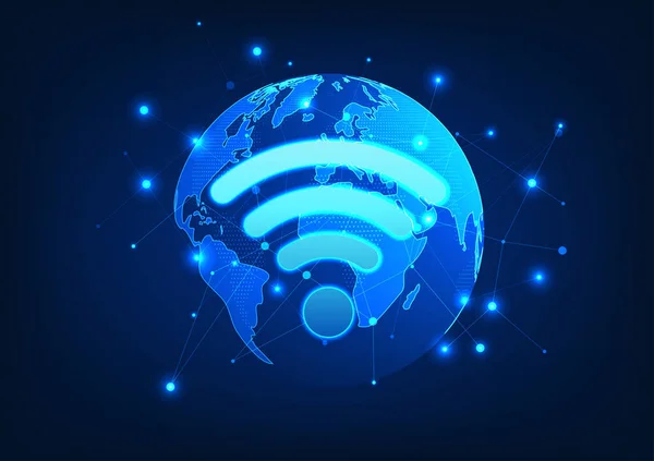 Fi技术 简称Wi 是一种将无线因特网信号传输到电子设备上的技术 用于娱乐和商务通信 — 图库矢量图片