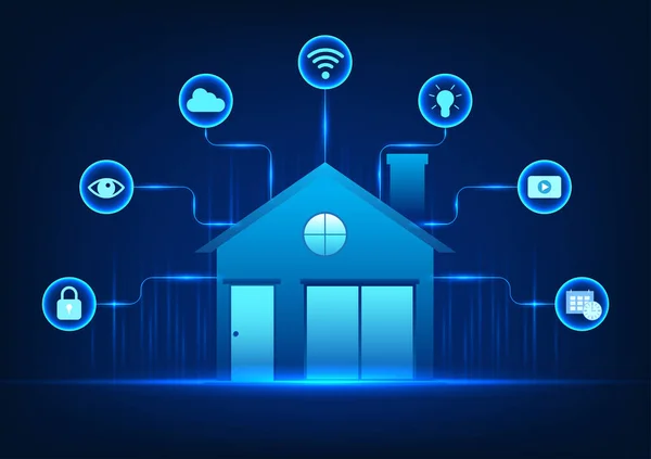 Smart Home Technology Tratta Sistema Controllo Domestico Con Una Varietà — Vettoriale Stock