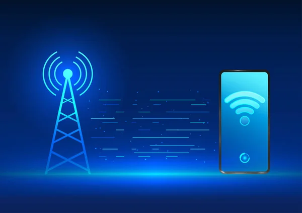 Teknologi Menara Transmisi Adalah Teknologi Yang Memancarkan Sinyal Dalam Ponsel - Stok Vektor