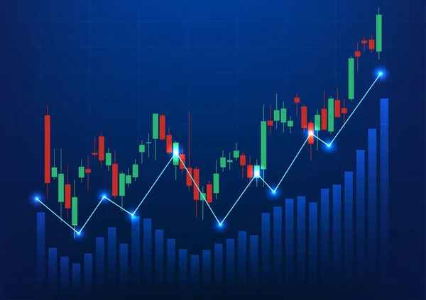 股图技术背景这是一种反映公司在股票市场上成长价格的技术 它增加了投资者的吸引力 绿色和红色的图表和条形图 — 图库矢量图片