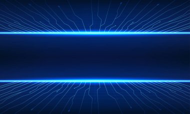 Şebeke çizgilerine sahip teknoloji devre kartı teknolojisi parlaklığı ve çekiciliği artırıyor. Vektör teknolojisi illüstrasyonu mavi tonlarda vurgulanmıştır. Yüksek teknoloji için uygun.