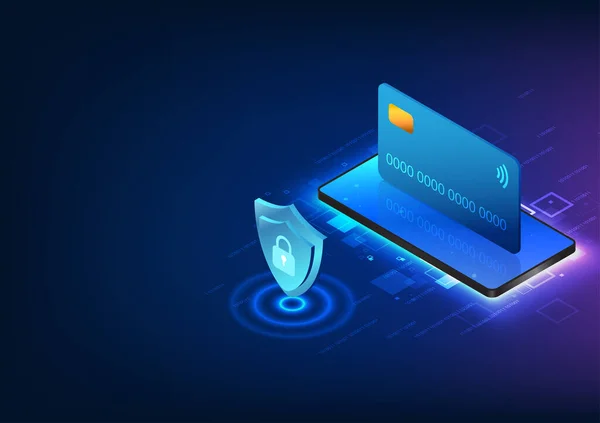Smartphone Technologie Met Credit Card Geplaatst Top Van Het Mobiele — Stockvector