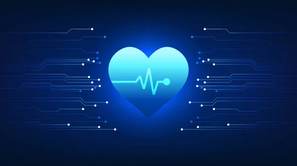 Medical Technology Heart Connected Technology Circuit Board Modern Technology Innovation — Stock Vector