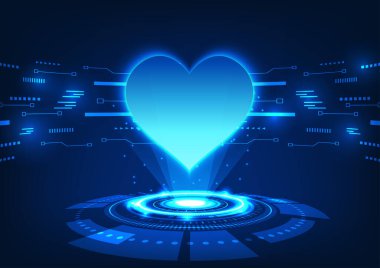 Medical technology that projects a hologram of the heart Technology combined with medicine to reach internal organs for diagnosis and treatment. The heart is placed on a technology circle clipart