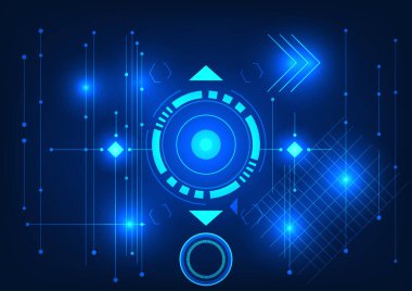 Soyut teknoloji arka planı. Teknoloji çemberi ilginç teknoloji elementleriyle ortada yer alıyor. İnsanların yaşamlarında rol oynayan akıllı teknolojiye atıfta bulunuyorum..