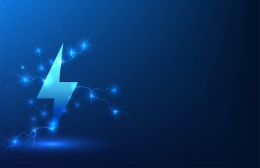 Yenilenebilir enerji teknolojisi etrafında elektrik akımı olan Şimşek ikonu temiz enerjiden üretilen elektrik enerjisinin kirliliği ve küresel ısınmayı azalttığı anlamına gelir..