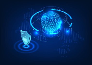 Yapay zekadaki işlemci teknolojisi işlemcinin ön tarafı kilitli dairesel bir kalkandır. Siber güvenlik teknolojisine atıfta bulunarak