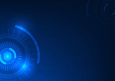 Soyut arka plan teknolojisi, dikdörtgen elementli yüksek teknoloji çemberi, modern geleceği temsil ediyor, mavi arkaplan, vektör çizimi