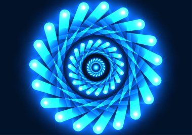 Soyut teknoloji arkaplan Neon çizgileri üst üste binen katmanlar, yüksek teknoloji görüntü, dijital, ekran, vektör, illüstrasyon ile daireler içine toplandı.