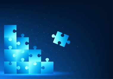 Yapboz parçaları teker teker bir araya getiriliyor. Takım olarak çalıştığımızı gösteriyor. Uyumlu bir iş stratejisi planlamak için birlik ve işbirliği ve iş büyümesi hedefleri