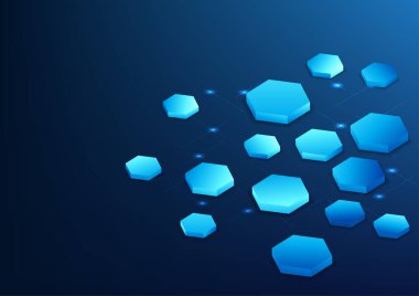 Çeşitli boyutlardaki dijital çizgilere yerleştirilmiş soyut arka plan teknolojisi altıgen geometrik şekiller. Teknoloji duvar kağıdı broşür posteri