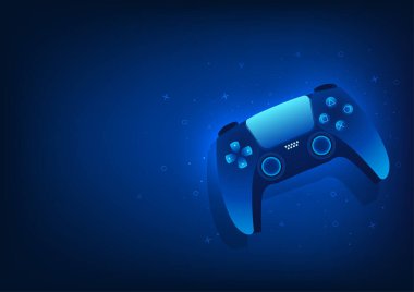 Bir oyunun teknolojik arka planı oyun konsolu ile oyun konsolunun nasıl kontrol edileceğini gösteren geometrik elemanlardan oluşur