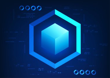 Kare kutular ve dijital elementlerle donatılmış, yenilik, veri işleme ve modern teknoloji sistemleriyle soyut teknoloji arka planı. Dijital ve teknolojiyi sunmak için uygun