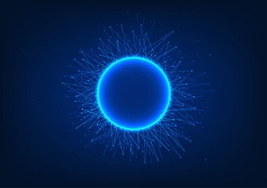 Soyut teknoloji geçmişi. Birbirine bağlanan ve dağılan çemberler teknolojik yeniliklerin, yapay zekanın, kendi kendini öğrenen ve geliştiren gelişimini temsil eder.