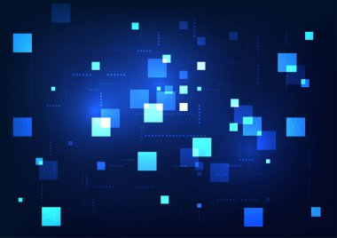Abstract technology background. Geometric squares connected with elements. Represents data storage and export technology. Stable and secure. Vector illustration. Wallpaper.