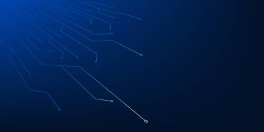 Parlak devre çizgilerinin yenilikleri, dijital ilerlemeyi ve sürekli teknolojik evrimi temsil eden ileri ve hızlı bir şekilde bağlanıp genişlediğini gösteren gelecekçi teknoloji arka planı