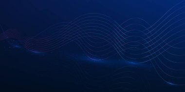 Çağdaş teknolojide büyük verilerin ve dijital iletişimin dinamik akışını temsil eden yansıma ile gelecekteki parlayan veri dalgaları çizgileri