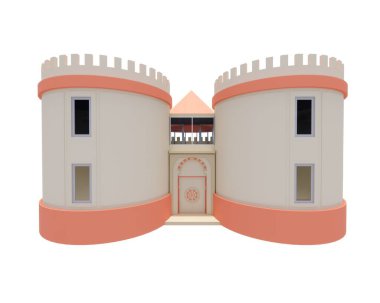 Modern Minimalist Turuncu Kale Mimarisinin 3D modelleme