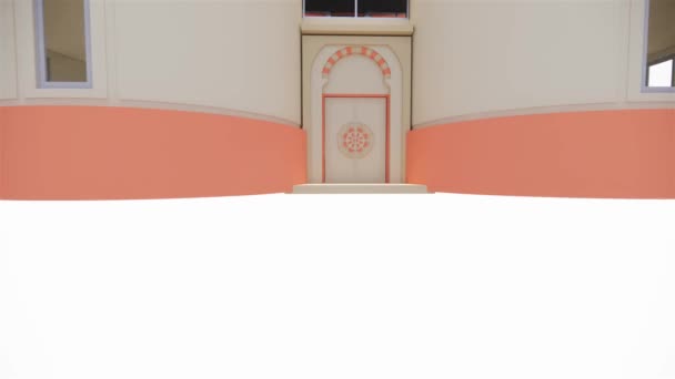 Renderingsmodell Modern Minimalistisk Orange Slott Arkitektur Byggnad — Stockvideo