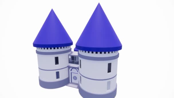Ilustration Μοντέλο Απόδοση Της Σύγχρονης Μινιμαλιστικό Μπλε Μωβ Κάστρο — Αρχείο Βίντεο