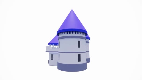 现代简约蓝色紫色城堡的Ilustration 3D渲染模型 — 图库视频影像