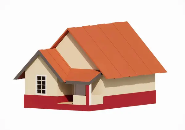 Egy Egyszerű Vidéki Ház Renderelési Modellje Illusztrációra Alkalmas — Stock Fotó