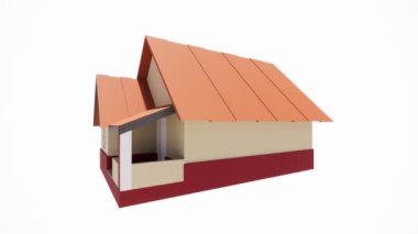 Basit bir kırsal evin 3D görüntüleme modeli