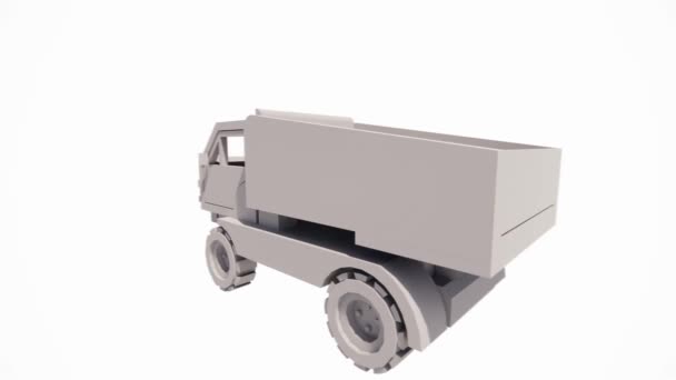 Animation Video Isolerad Modell Rendering Miniatyr Trä Lastbil Vit Bakgrund — Stockvideo