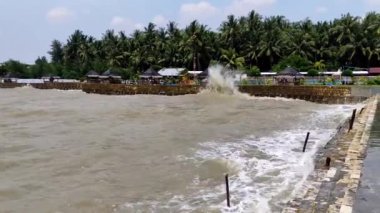 Doğu Java, Endonezya 'da Coconut Beach' in atmosferi oldukça iyi.