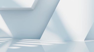 Geometrik yapıya sahip boş bina yapısı, 3 boyutlu oluşturma.