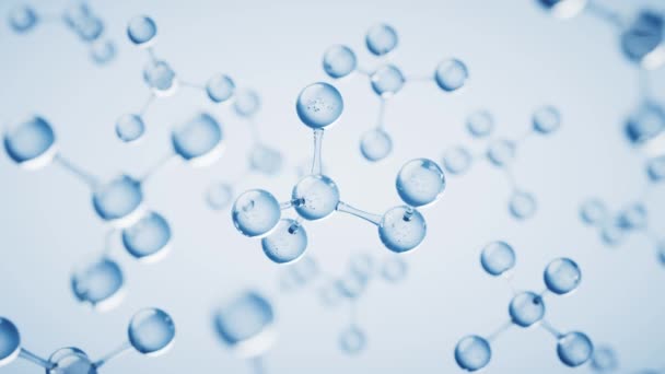 Moleculen Met Blauwe Achtergrond Rendering — Stockvideo