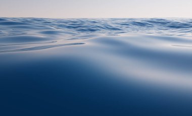 Boş su yüzeyi, 3D görüntüleme. Bilgisayar dijital çizimi.