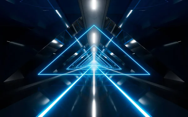 Темний Тунель Освітленим Світлом Рендерингом Цифровий Малюнок — стокове фото