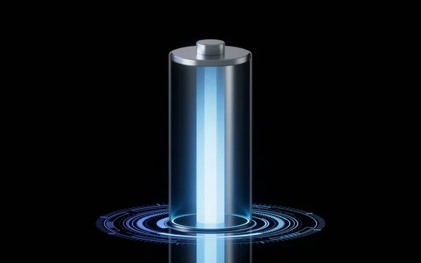Batterie Charge Rapide Sur Fond Noir Concept Technologie Énergétique Rendu — Photo