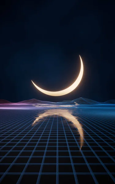 Cyfrowa Przestrzeń Światło Księżyca Renderowanie Rysunek Cyfrowy — Zdjęcie stockowe