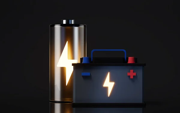 Accumulator Auto Batterij Energie Elektriciteit Rendering Digitale Tekening — Stockfoto