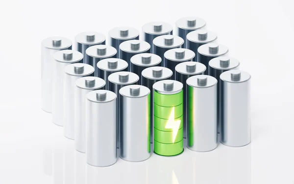 Batería Carga Rápida Sobre Fondo Blanco Concepto Tecnología Energía Renderizado —  Fotos de Stock