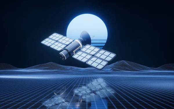 Satellite Outer Space Background Rendering Digital Drawing — Stock Photo, Image