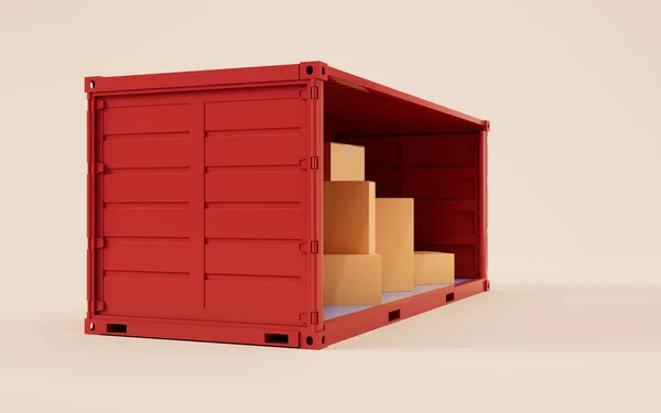 Vrachtcontainer Vracht Export Rendering Digitale Tekening — Stockfoto