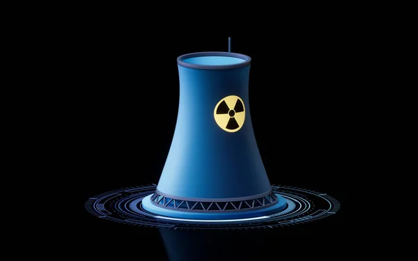 原子力発電所と電力 3Dレンダリング デジタルドローイング — ストック写真