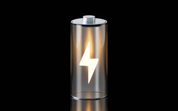Batteria Ricarica Rapida Sfondo Nero Concetto Tecnologia Energetica Rendering Disegno — Foto Stock