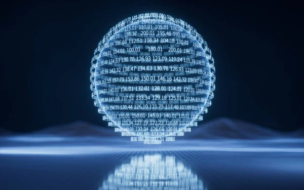 Digitális Gömb Kék Technológiai Szerkezettel Rendereléssel Digitális Rajz — Stock Fotó