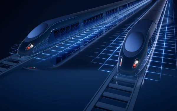 Цифровой Высокоскоростной Поезд Пулями Рендеринг Цифровой Рисунок — стоковое фото