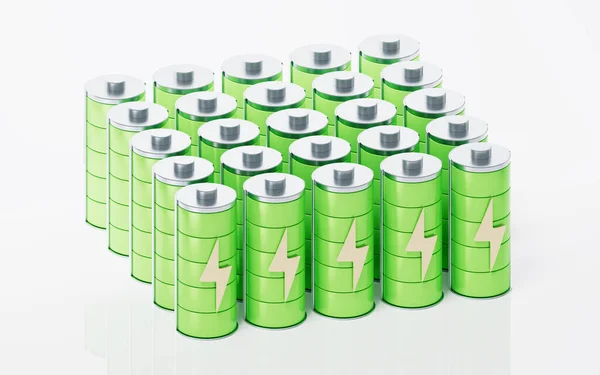 Batería Carga Rápida Sobre Fondo Blanco Concepto Tecnología Energía Renderizado —  Fotos de Stock